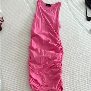 Pink Sleeveless Ruched Dress